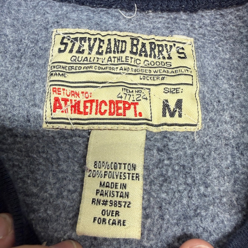 VTG Steve and‎ Barrys Navy Blue Sweatshirt Embroidered Logo Y2K Boxy Fit Mens M - Picture 7 of 10
